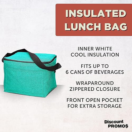 Miniatura 10 de DISCOUNT PROMOS Juego de 50 bolsas de almuerzo aisladas personalizadas, paquete personalizado a granel, perfecta para el trabajo, viajes, eventos al