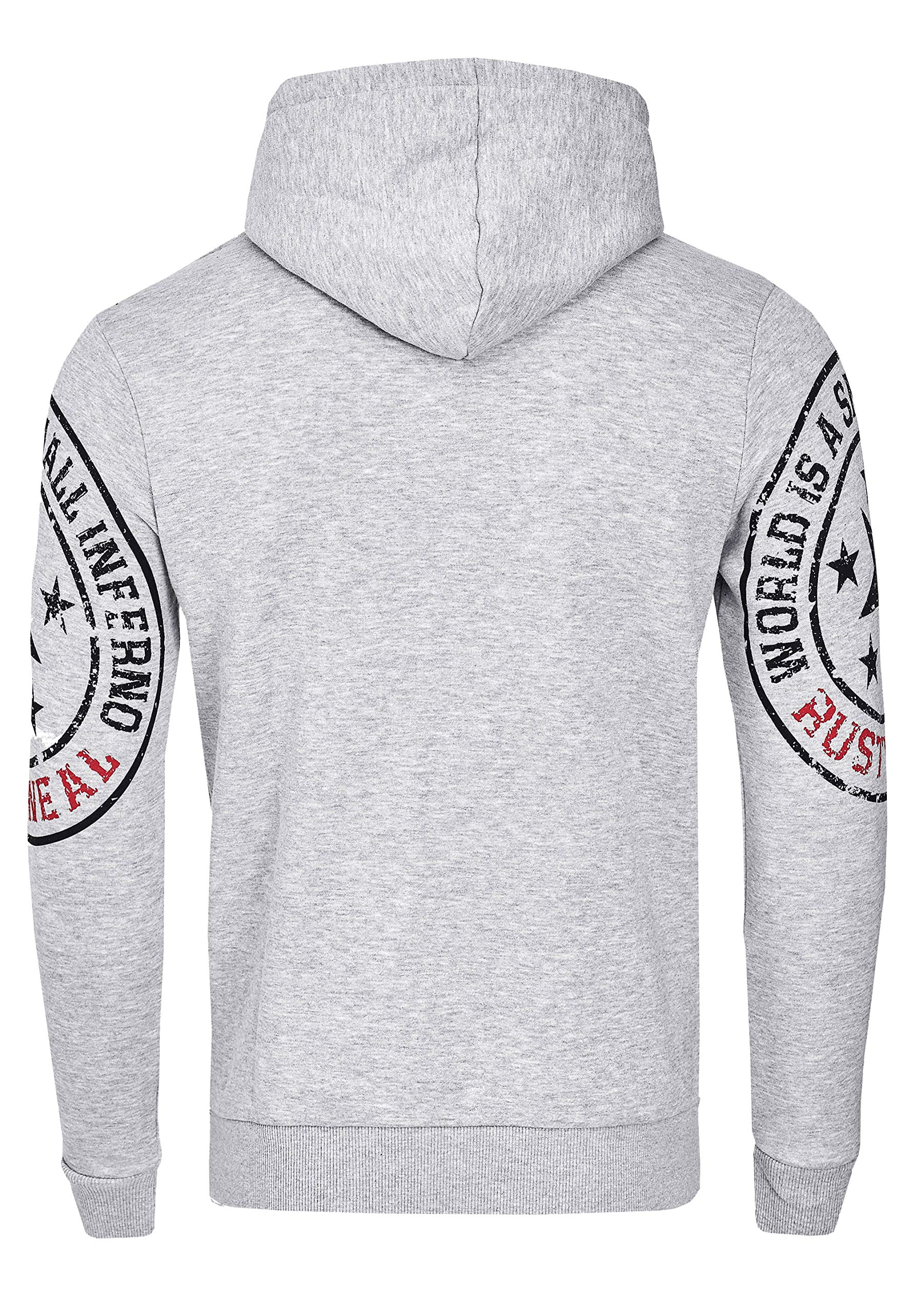 Rusty Neal Bluza męska z kapturem rozpinana z długim rękawem bluza z kapturem Streetwear 078, szary, S