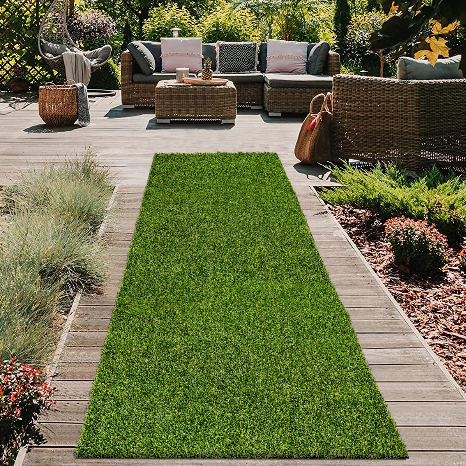 HEBE Kunstrasen-Rasenteppich, Lufer, 60 x 180 cm, Kunstrasenteppich,  Rasenmatte fr Hunde, Haustiere, drinnen und drauen, Terrassenmatte,  Bodenteppich, Kunstgras, Fumatte fr Garten, Rasen, Balkon : Amazon.de:  Garten