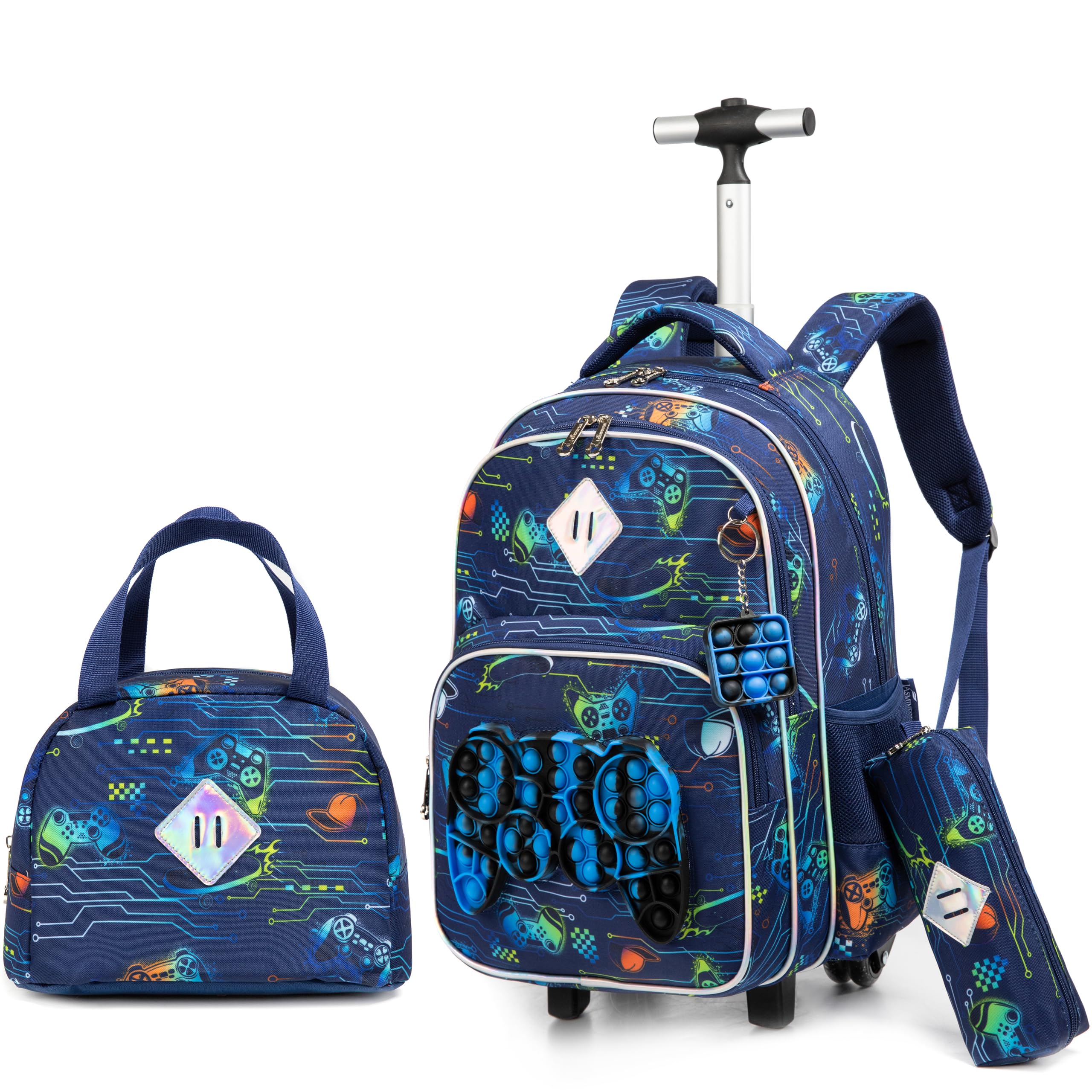HTgroce 16''Mochila con Carrito Escolares con Diseño de Unicornio,3 in 1 Trolley Escolar para Niños y Niñas para la Escuela Primaria para la Guardería,Regalo de la Escuela de Niña.