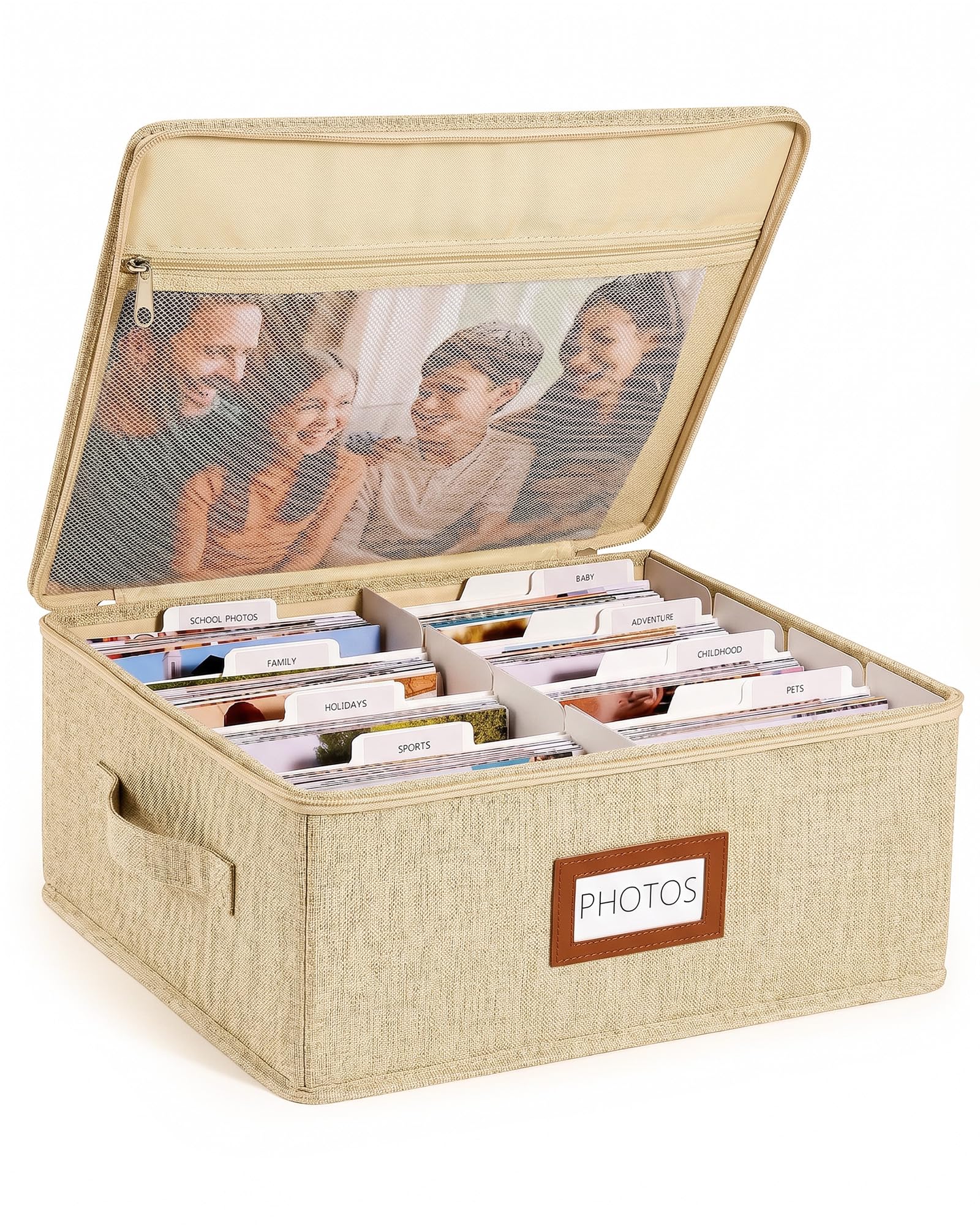 HULISEN Photo Storage Box, Photo Organizer for 2000 10x15cm Pictures, Khaki