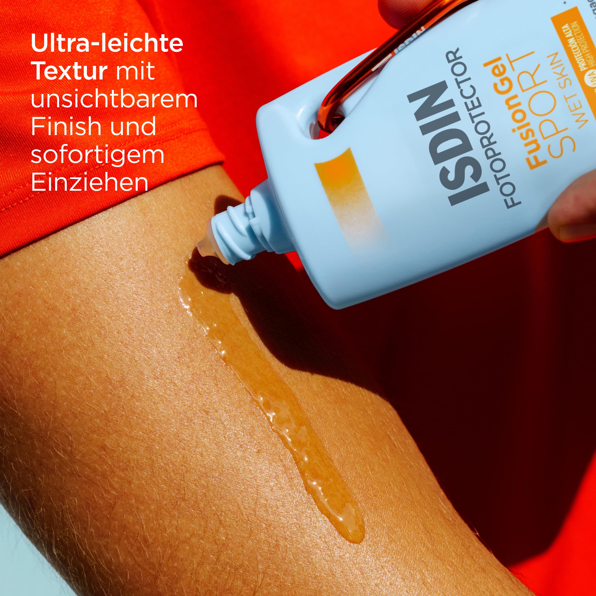 ISDIN Fotoprotector Fusion Gel Sport LSF 50+ - Transparentes Sonnengel für Sportler - Schweißresistent, Wasserfest & Kühlend - Zieht sofort ein, Nicht fettend, 100ml