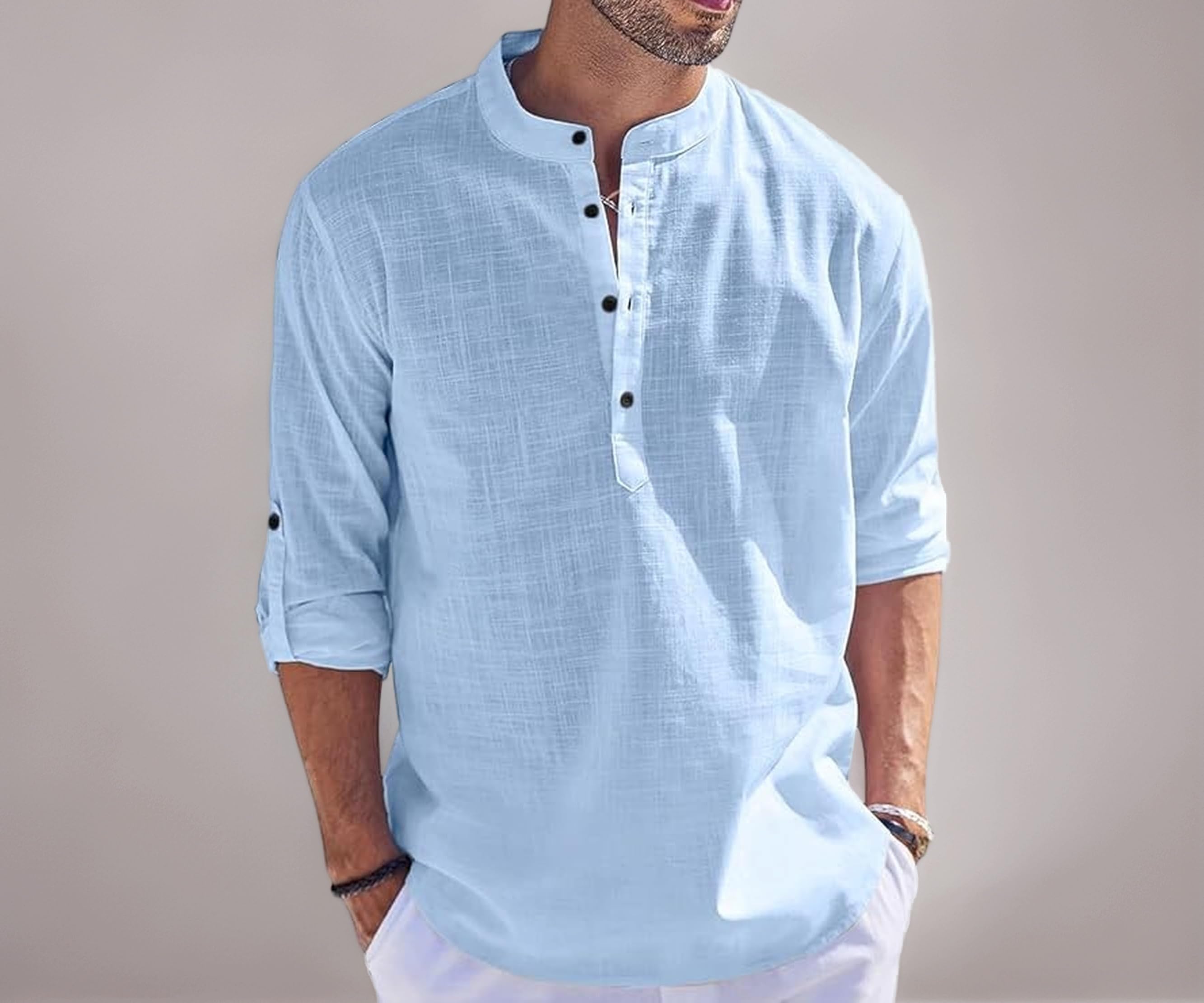 Kurta for Man | Men's Trendy Short Kurta | Shirt for Man | Men's Casual Shirts | Kurta Wedding for Men | Stylish Full Sleeve Shirts | Mandarin Collar Short Kurta for Men