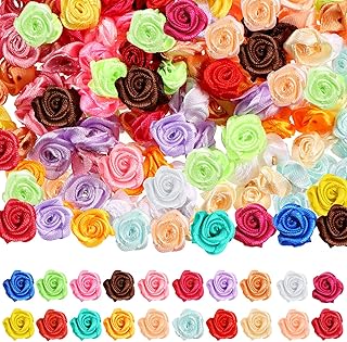 Weysat 300 Pcs Mini Roses for Crafts 15 mm Mini Small Satin Ribbon Roses Flowers Artificial Tiny Fabric Flowers DIY Sewing Rosettes Applique Embellishments for Wedding Gift Wrapping Decoration