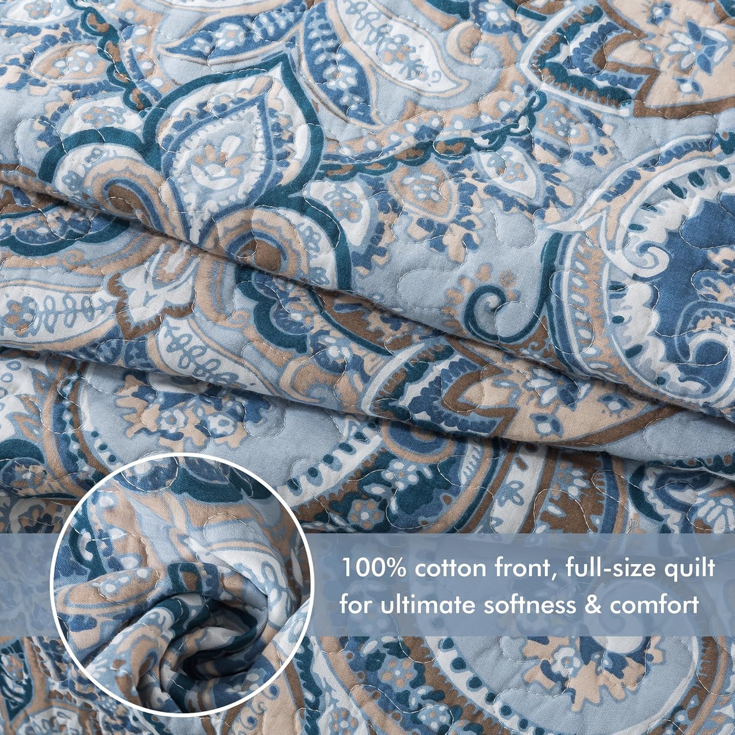 Queen Size Quilt Set, Crown Grey Queen Quilt 3 Pieces, Lightweight Cotton Bedspread, Soft Bedding Set for All Season, Reversible Coverlet Bedding Set, Queen Size 90"x98" - Image 3