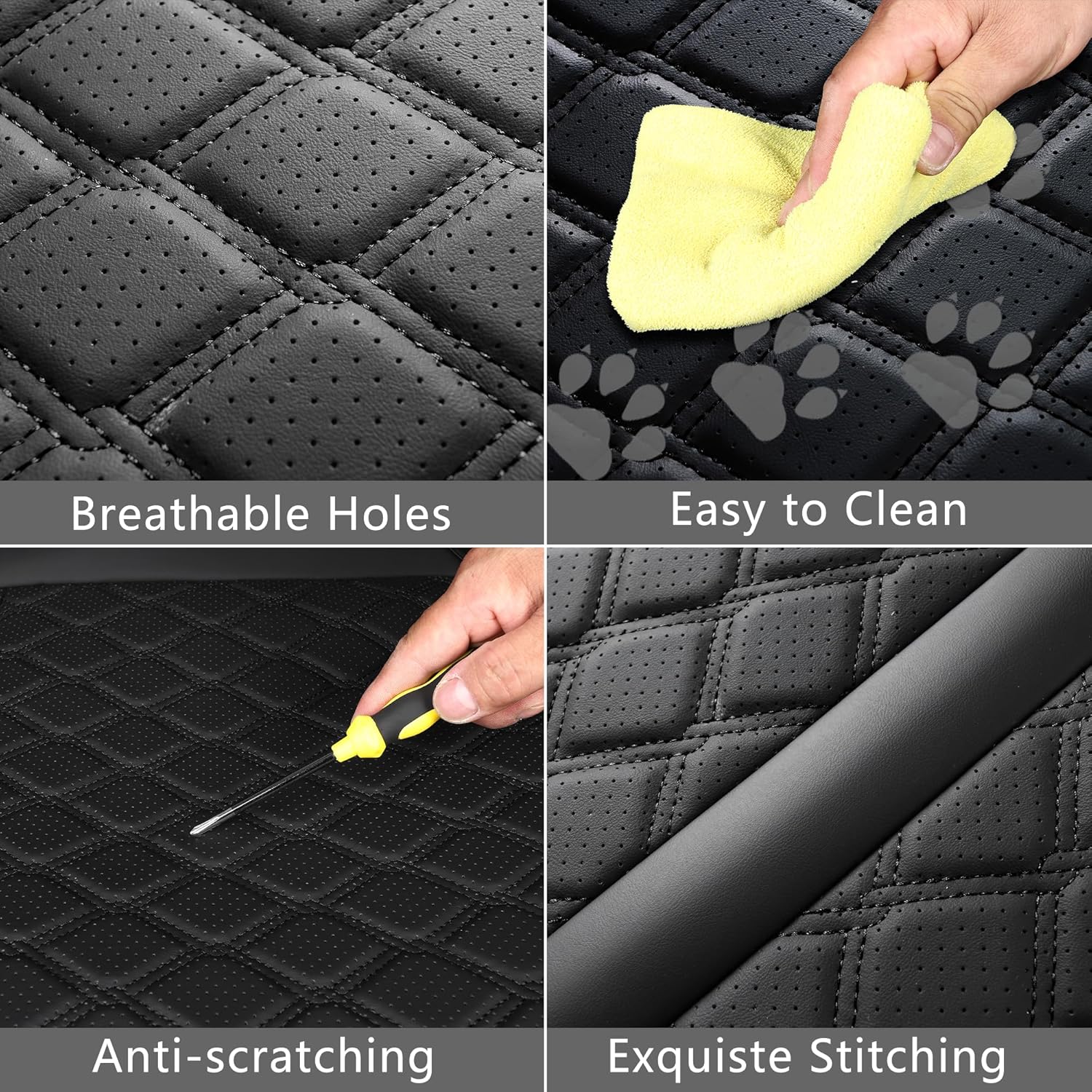 Huidasource Nissan Titan Seat Covers, Waterproof Cushion Covers Custom Fit for Nissan Titan/Titan XD 2016-2024 SV PRO-4X SL Platinum Reserve Crew Cab Faux Leather Seat Protectors (Fullset/Black)