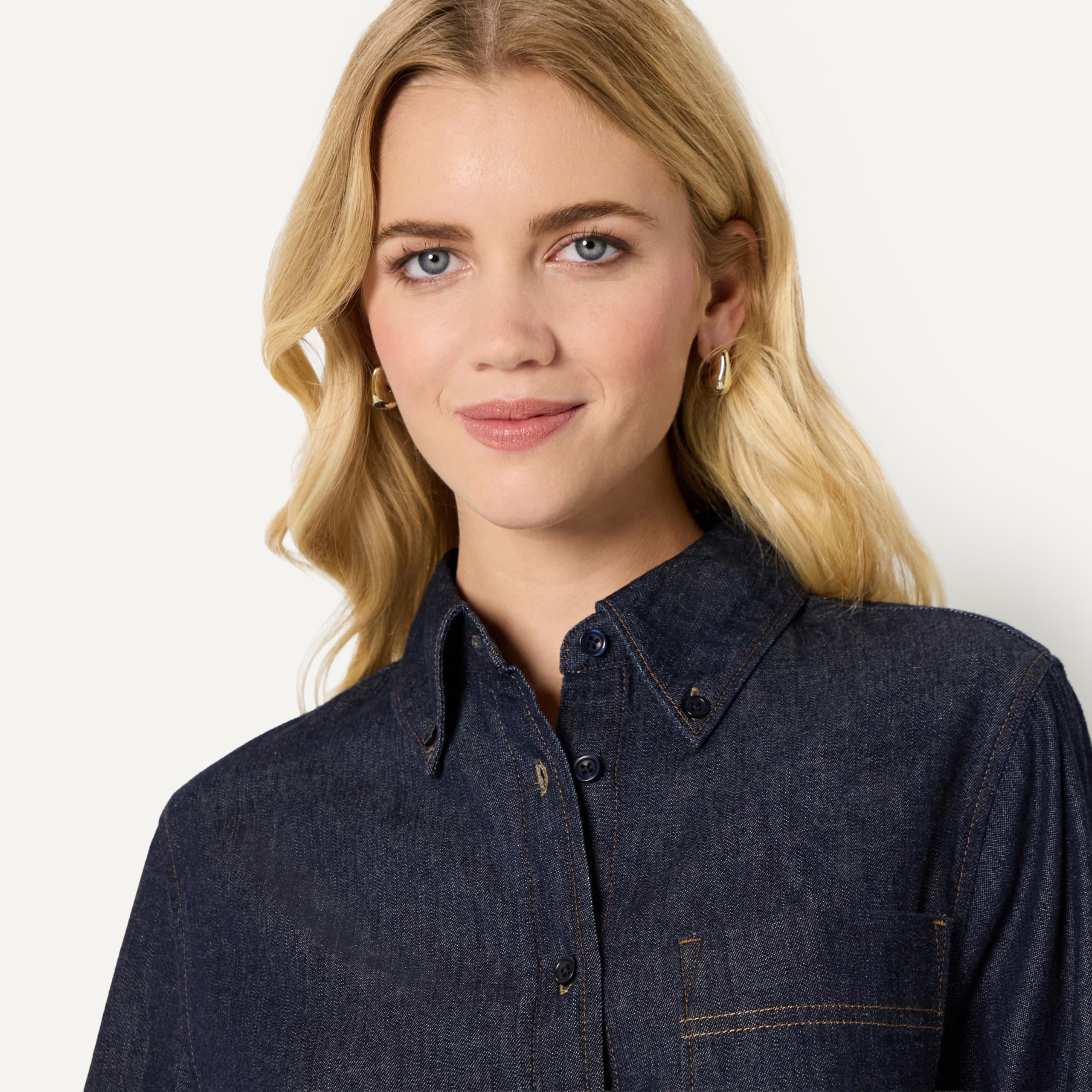 Amazon Essentials Chemise Boutonnée en Denim, Coupe Surdimensionnée Femme