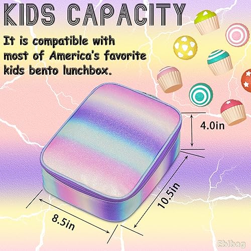 Miniatura 4 de Lonchera con bolsa para sándwichaperitivos para niñas, adolescentes, niños, para la escuela, unicornio, arcoíris, bolsa de almuerzo aislada adecuada