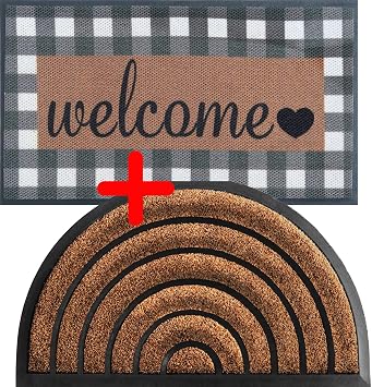 ubdyo Bundle - Extra Durable 30x18 - Welcome Mats - Heavy Duty Front Door | Outdoor Mats Pack of 2 - Teal