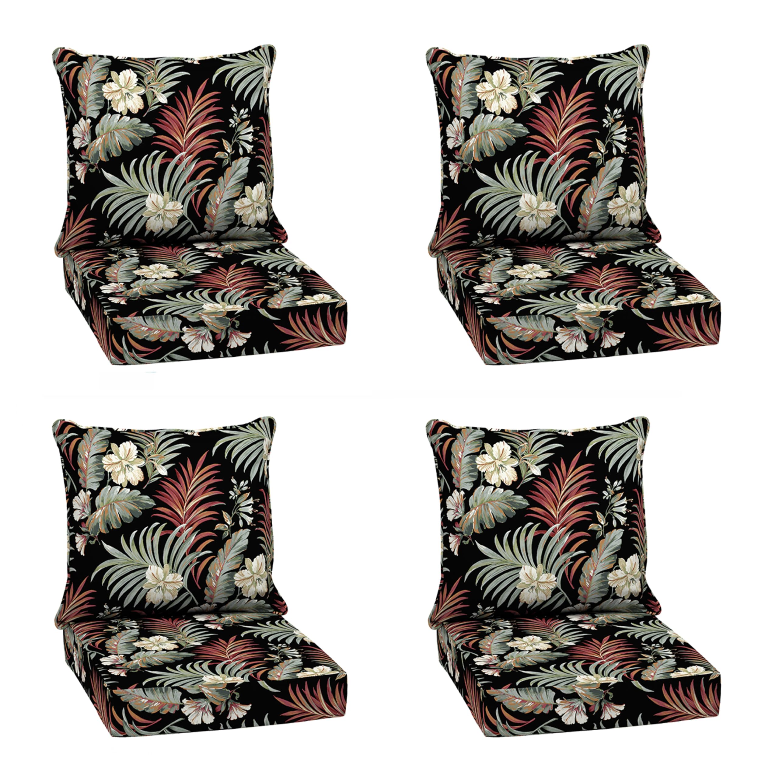 View 1 of ***MISSING 3 PARTS***Arden Outdoor Deep Seat Cushion Set, 4-Pack, 24x24, Black Tropical