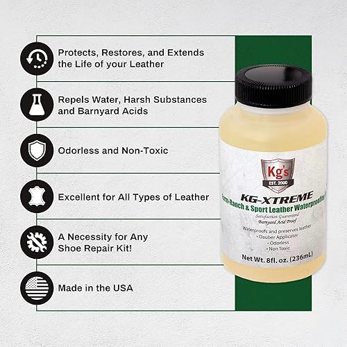 Miniatura 3 de Kg's Kg-Xtreme - Aceite impermeabilizante para cuero Farm-Ranch & Sport - Tratamiento de aceite, a prueba de ácidos, protege y restaura todo tipo de