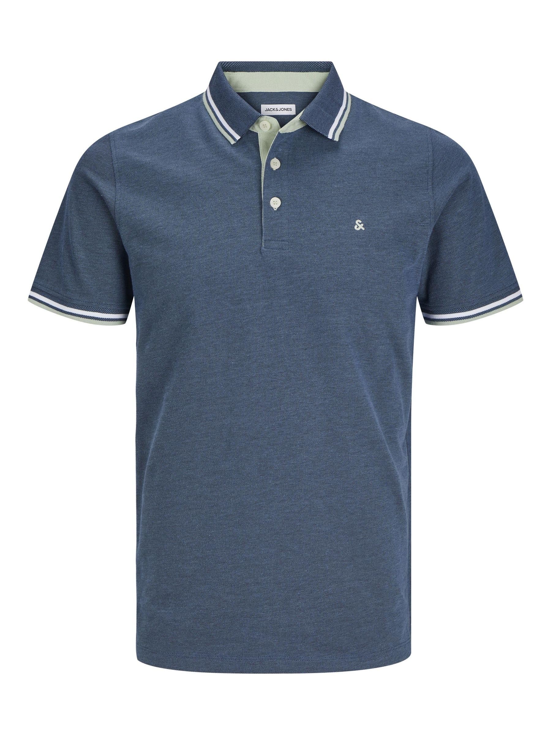 Jack&Jones Plus JJEPAULOS SS NOOS PLS Polo Shirt, Ocean View/Detail:Play, 3XL