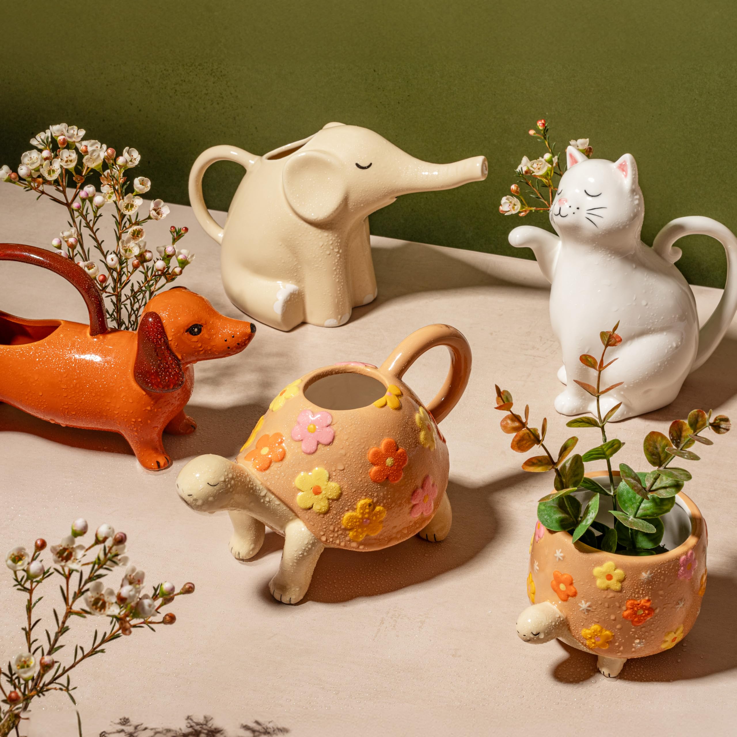 Sass & Belle Tortoise Watering Can, Cute Decorative Mini Indoor Watering Can for Plants Small Dolomite Flower Watering Jug - Image 4