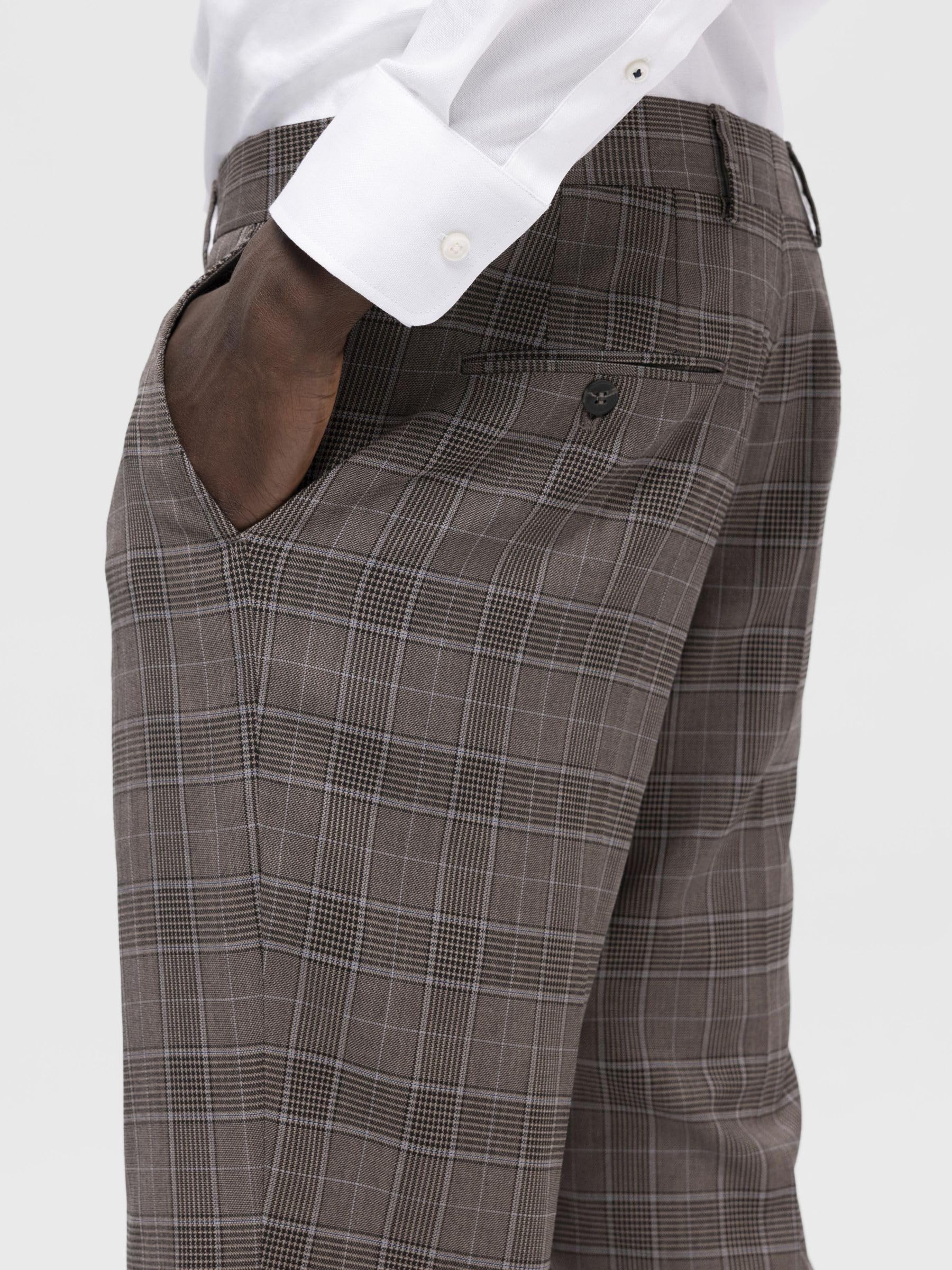 SELECTED HOMME Slhslim-neil Brown Blue Check Trs B Noos - Spodnie Mężczyźni