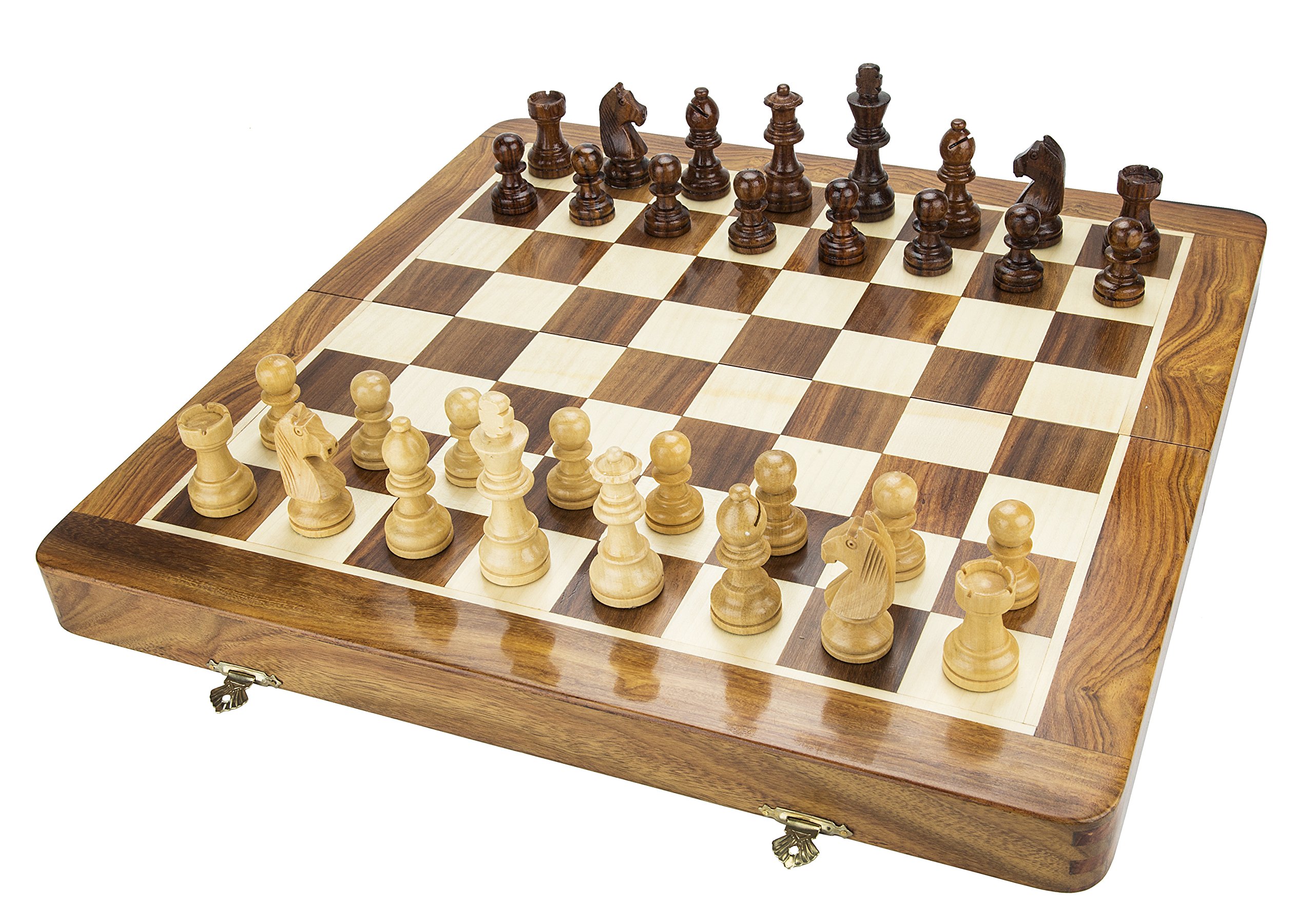 Chessncrafts 16" X 16" Wooden Magnetic Folding Chess Board Game Set With Wooden Magnetic Chess Coins Fitted Inside The Board-Rosewood Chess Set. For 4 Years And Up, Kid, Brown (B084MF31ST) Amazon Price History, Amazon Price Tracker