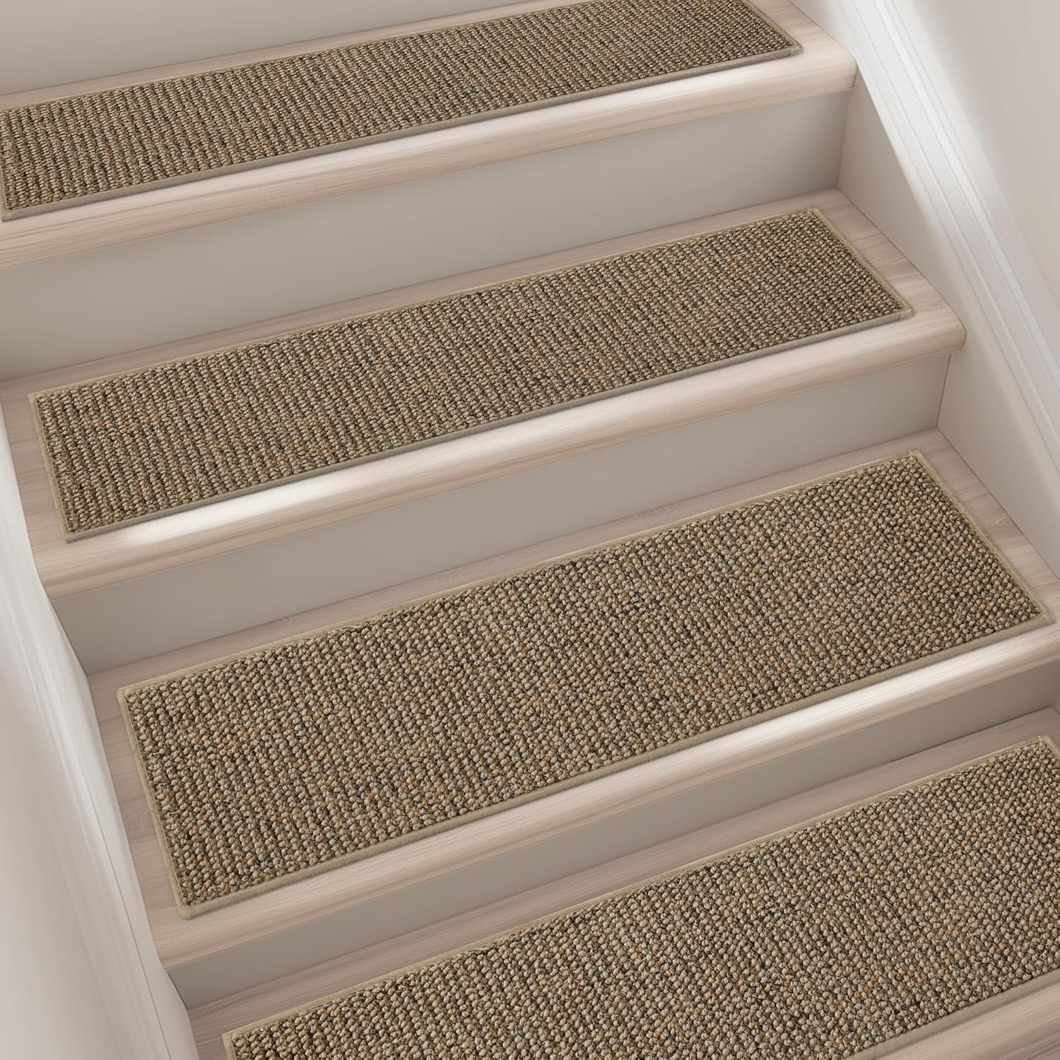 BEQHAUSE Stair Treads for Wooden Steps 28inX9in, Carpet Stair Treads Non Slip Indoor, Machine Washable Stair Runners for Kids Elders and Pets, Carpet for Stair Rugs Mat, TPE Backing, 4pcs, Taupe