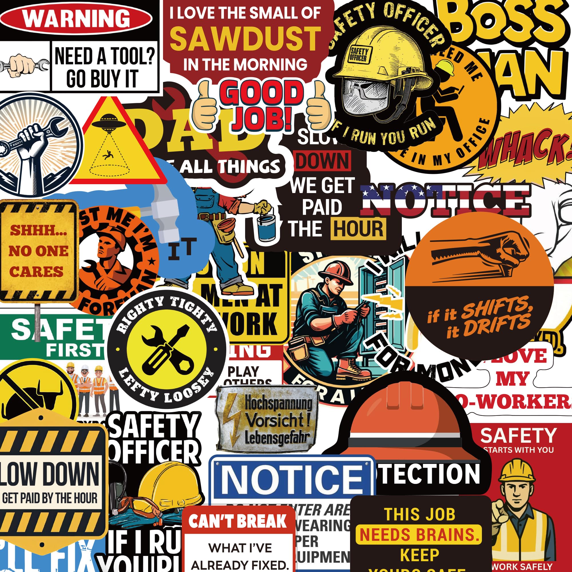 250+ Hard Hat Stickers for Adults - Funny Sticker Book for Water Bottle, Helmet, Cars, Tool Box, Truck, Motorcycle, Cooler, Laptop - Blue Collar Cool Fun Hardhat Stickers Gifts for Men, Waterproof