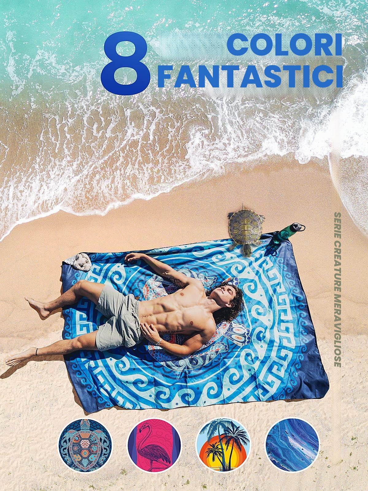OCOOPA Asciugamano da spiaggia in microfibra ultraleggero, asciugatura rapida, coperta da spiaggia assorbente, asciugamano da bagno morbido e facile da mantenere per fitness, viaggi, spiaggia, nuoto