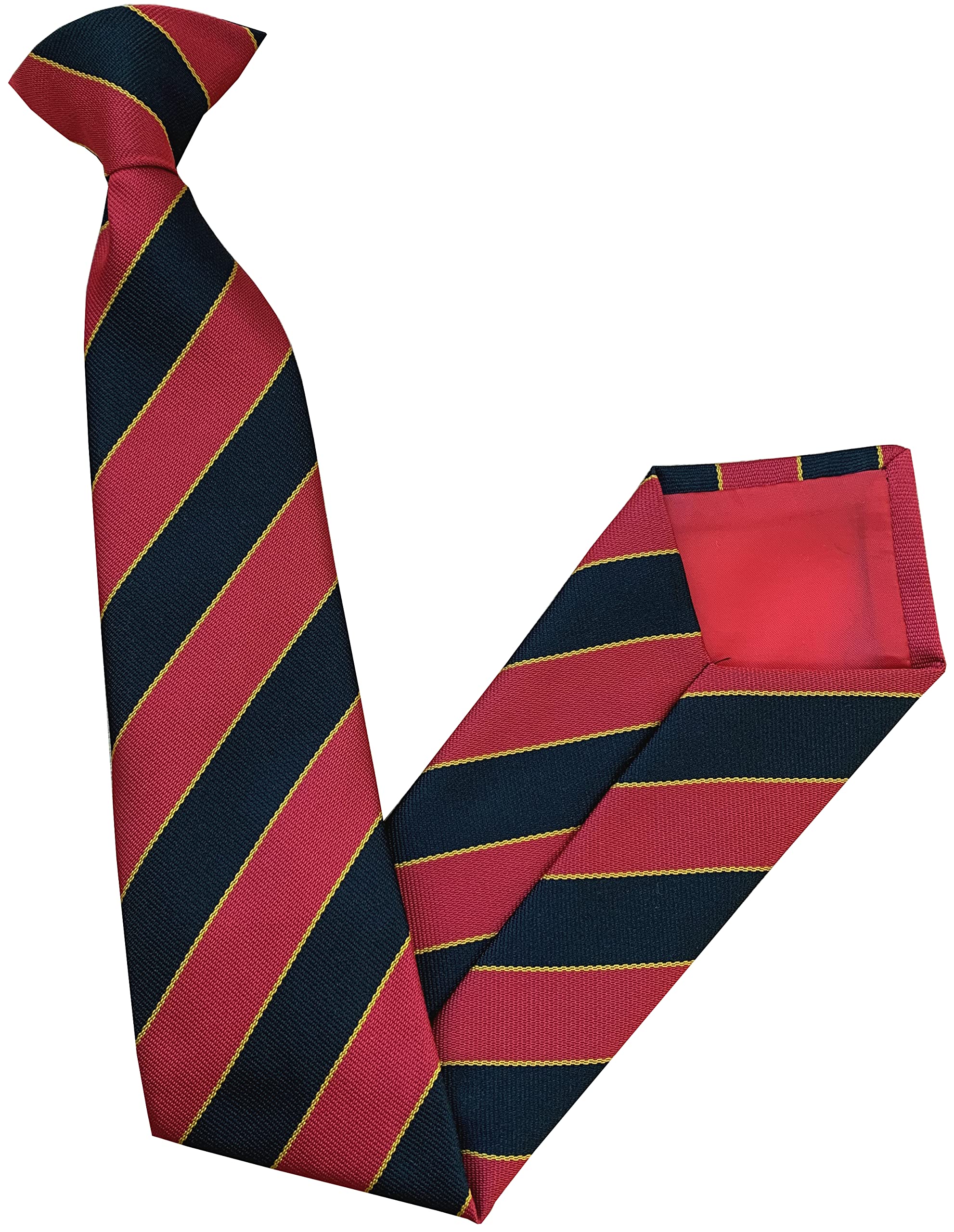 Men's Red, Black & Gold Striped Clip On Tie