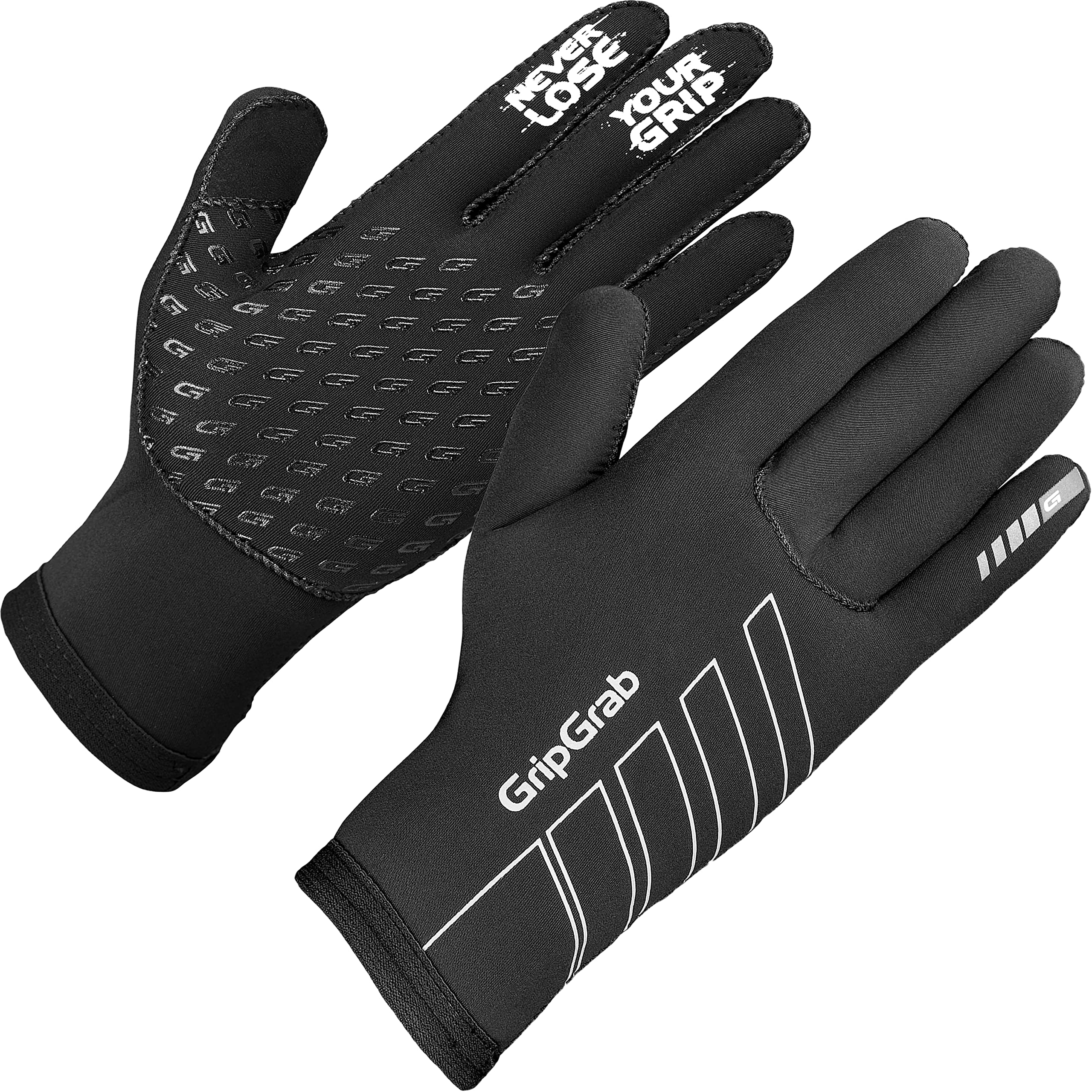 Gripgrab Neoprene Winter Cycling Gloves Touchscreen Windproof Rainy Weather Full-finger Stretch Anti-slip Thermal Black, 2X-Large