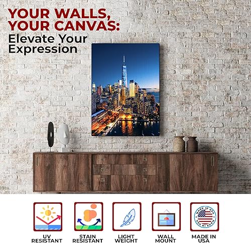 Miniatura 2 de MAVIS PRINT Arte de pared en lienzo de la ciudad de Nueva York de 18 x 24 pulgadas, decoración de pared de ciudad  Impresión HD y marco de madera