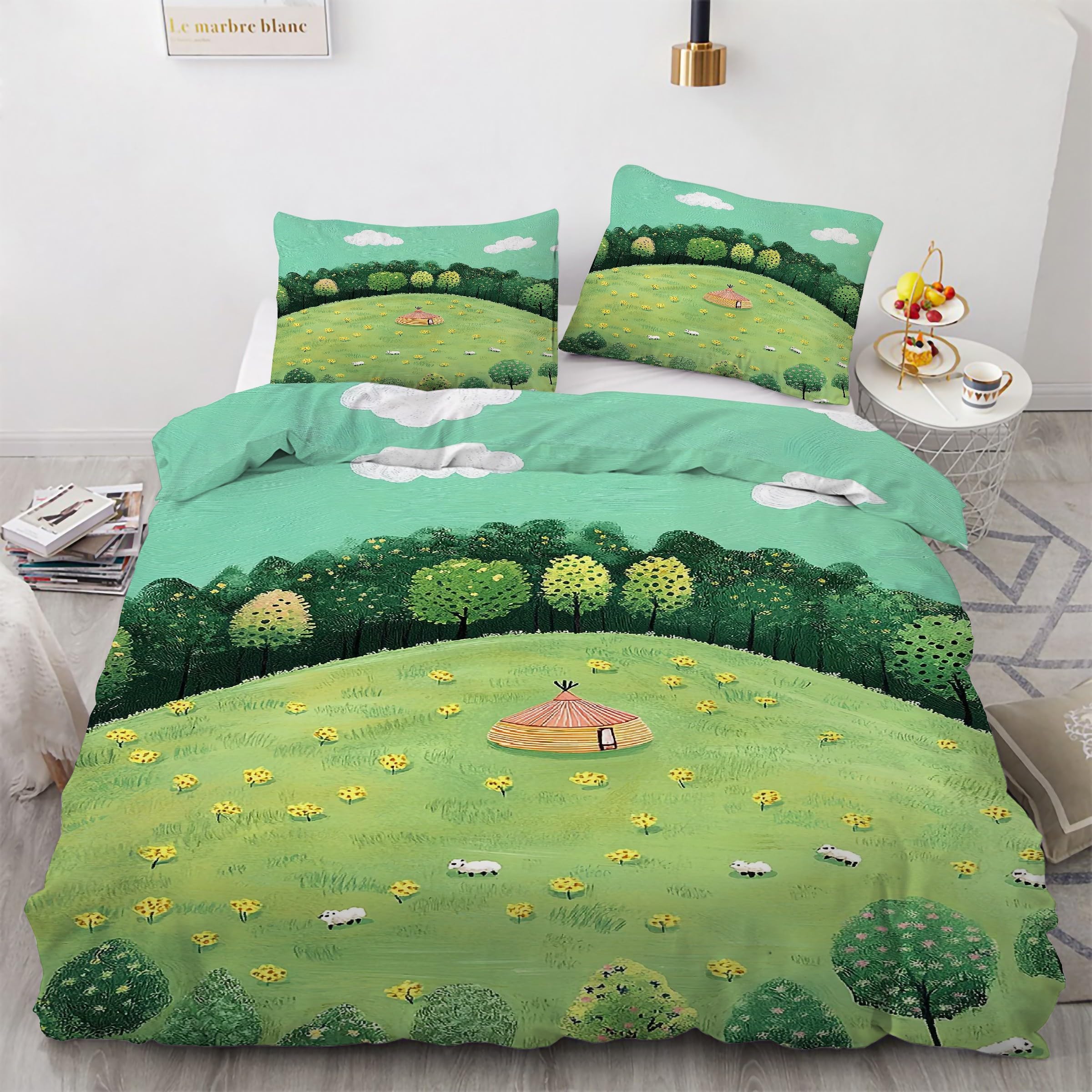 Housse de couette en microfibre douce 240x260 parure de lit trois pièces finitions zippées