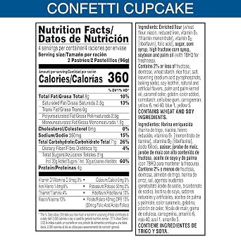 Pop-Tarts Toaster Pastries, Breakfast Foods, Kids Snacks, Frosted Confetti Cupcake (8 Pop-Tarts)