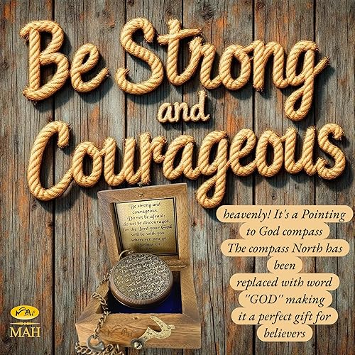 Miniatura 4 de Bible Verse Brass Compass  Be Strong and Courageous (Joshua 19)  Christian Gift for Graduation, Baptism, Confirmation  Religious Keepsake for Boys,