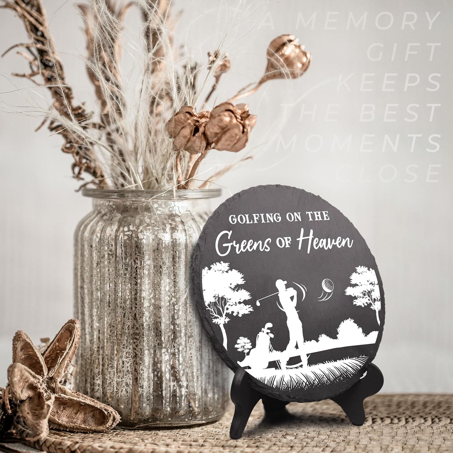 Golfing Memorial Stone, Golfing with Angels, Sympathy Gift Golfer Wings Stone for Loss of Grandpa, Father, Husband on Christmas