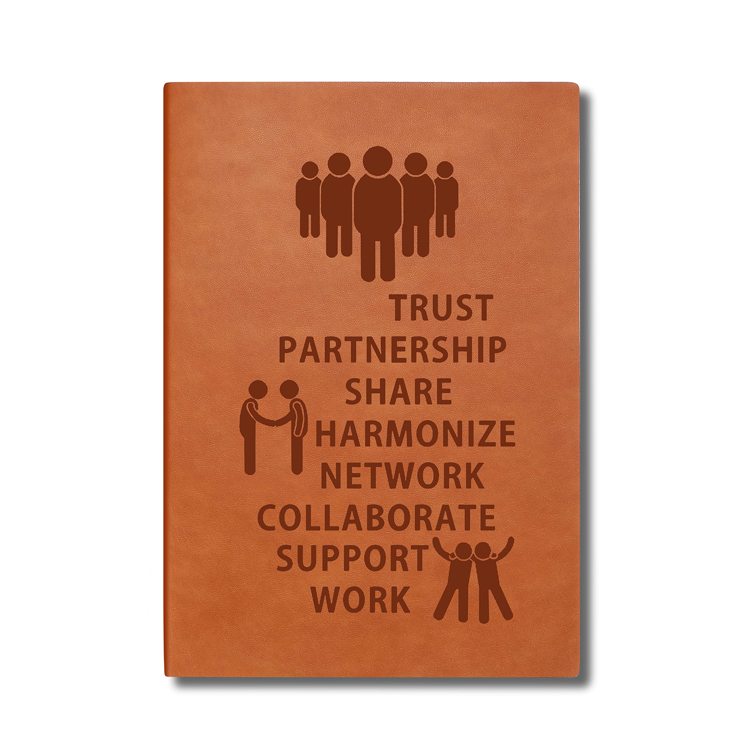 Photo 1 of Teamwork Gift Leather Notebook Trust Partnership Share Harmonize Network Collaborate Support Work Leather Notebook Thank You Gift for Boss Coworker Team Gifts (Teamwork)