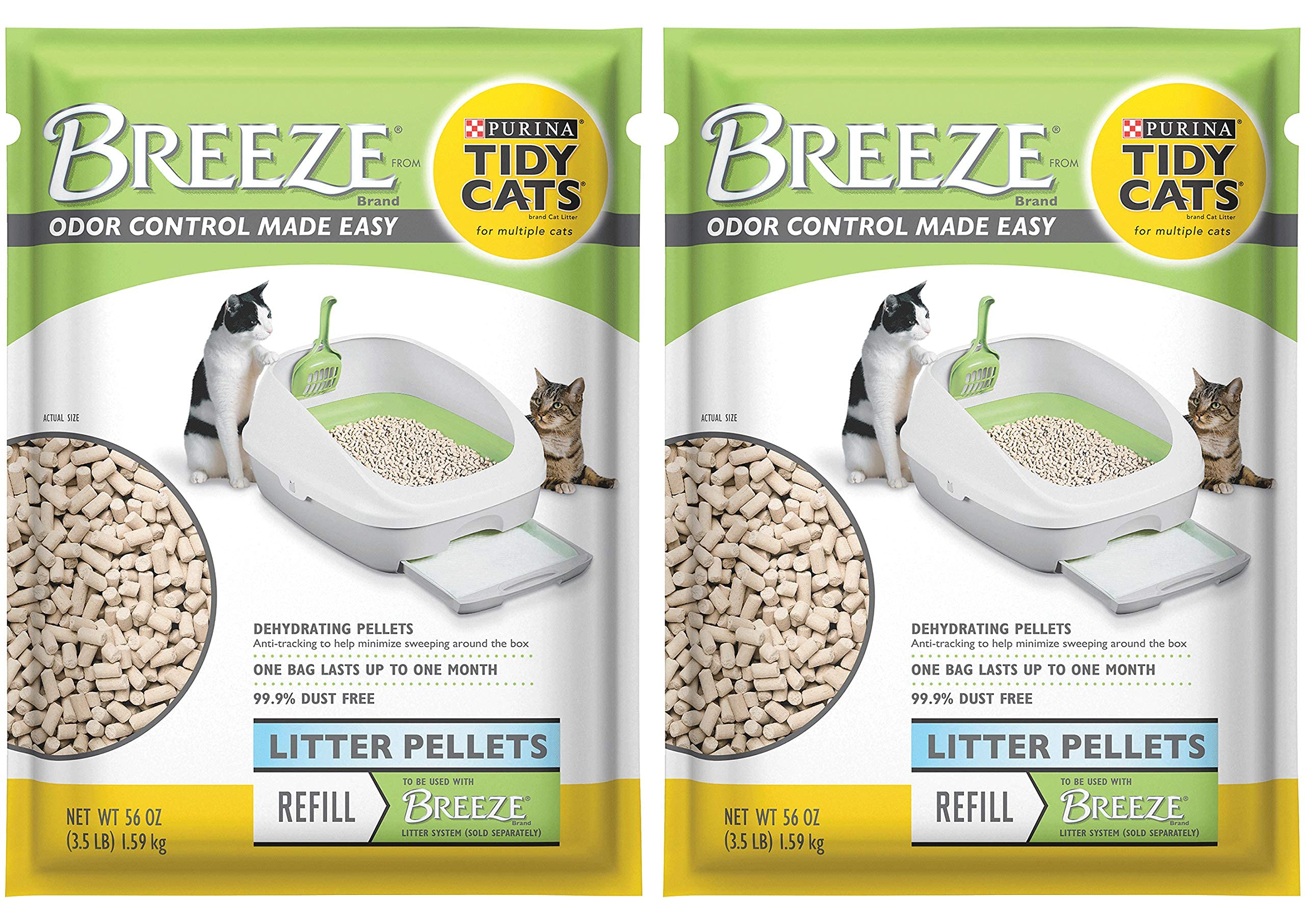 Purina Tidy Cats Breeze - Bolsa de repuesto para múltiples gatos, pellets antirastreo, bolsa de repuesto de 3.5 libras (paquete de 2)