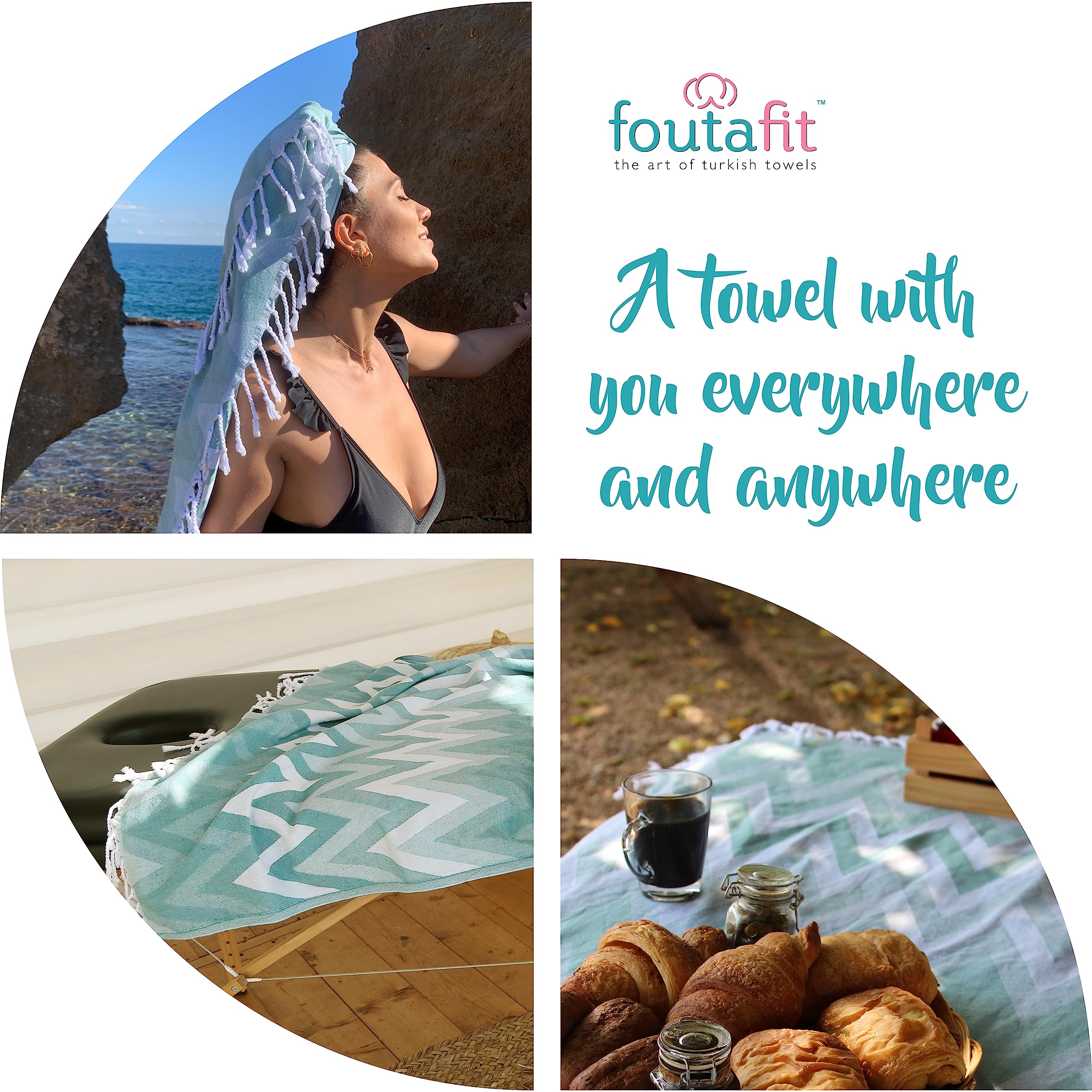 Turkish Beach Towel 66" X 35" - 100% Turkish Cotton, Sand Free, Quick Dry, Lightweight & Super Absorbent For Beach, Pool, Yoga, Travel