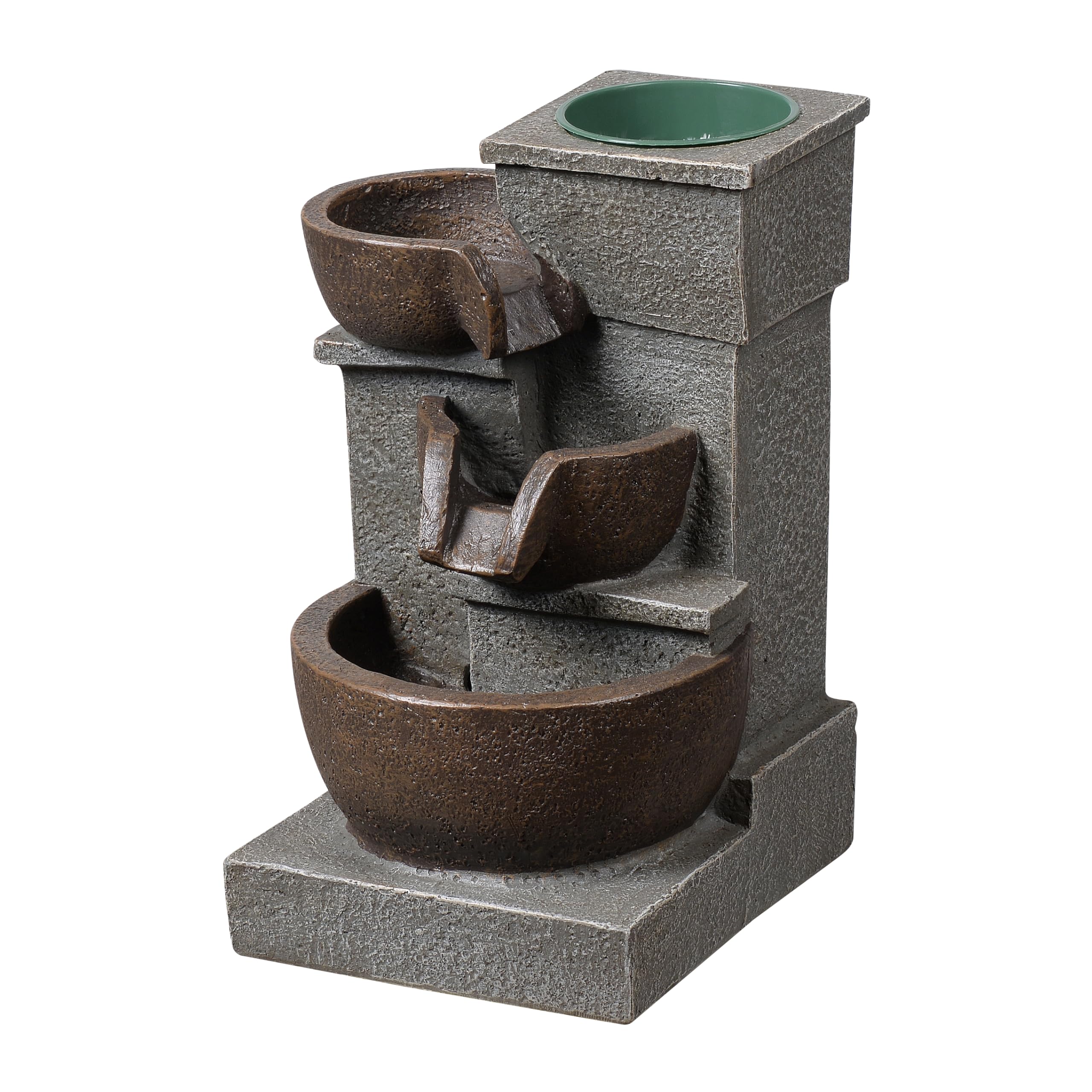 Fontana a Cascata da Tavolo, Fontana Zen per Interni con Tre Bacini, Cascata con Luci LED, Pietre Naturali, Perfetta per Casa, Ufficio, Yoga, Pompa Inclusa (22025N)