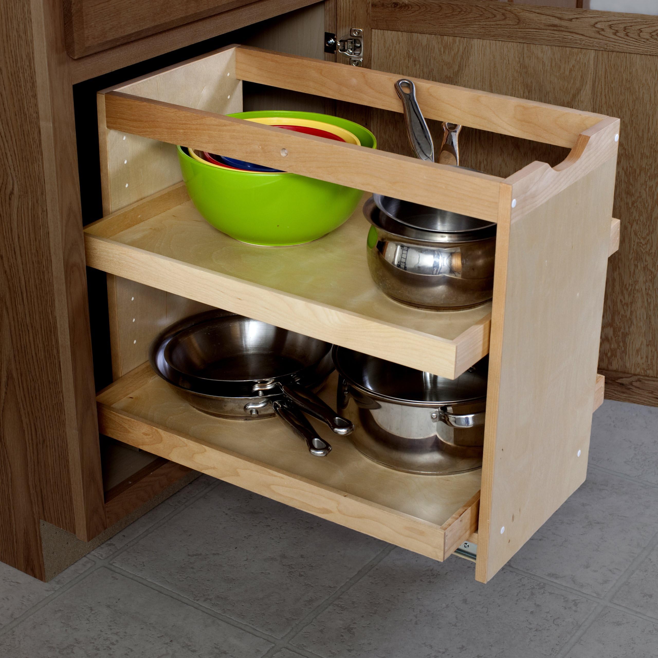 Cabinet Pullout Shelving Organizer 17 Inch Wide 2 Full Shelves