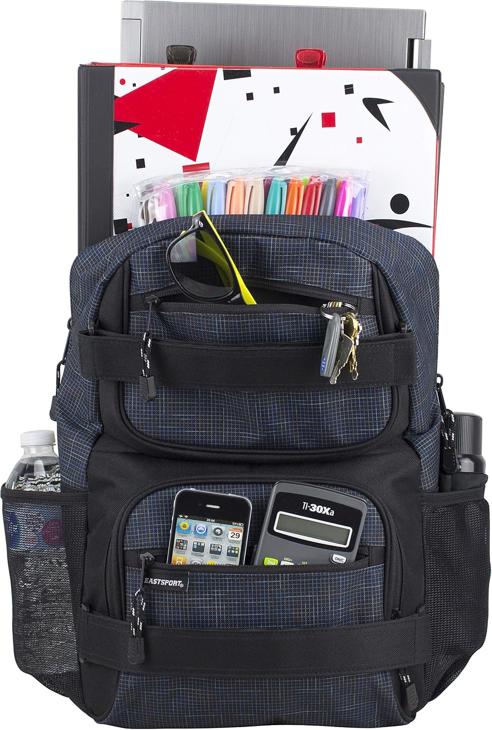 Eastsport Travel Skateboard Backpack Double Strap Laptop Bag Multi-Sport Design for Men and Women, Navy Gradient Ripstop