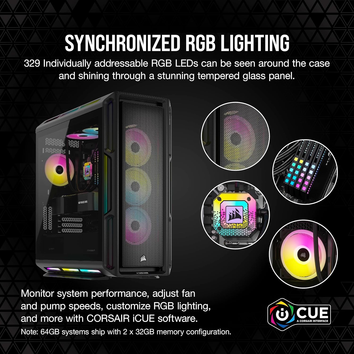 Corsair Vengeance a8100 Series Gaming PC - Liquid Cooled AMD Ryzen 9 7950X CPU - NVIDIA GeForce RTX 4090 GPU - 4TB (2X 2TB) M.2 SSD - 64GB Dominator Platinum RGB DDR5 Memory - Black 7 91DTM38Z0UL. AC SL1500