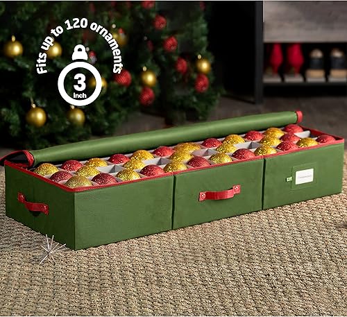 Vista 32 de ZOBER - Caja grande para guardar adornos navideños, con capacidad para 54 adornos y separadores, recipientes de tela no tejida y duraderos