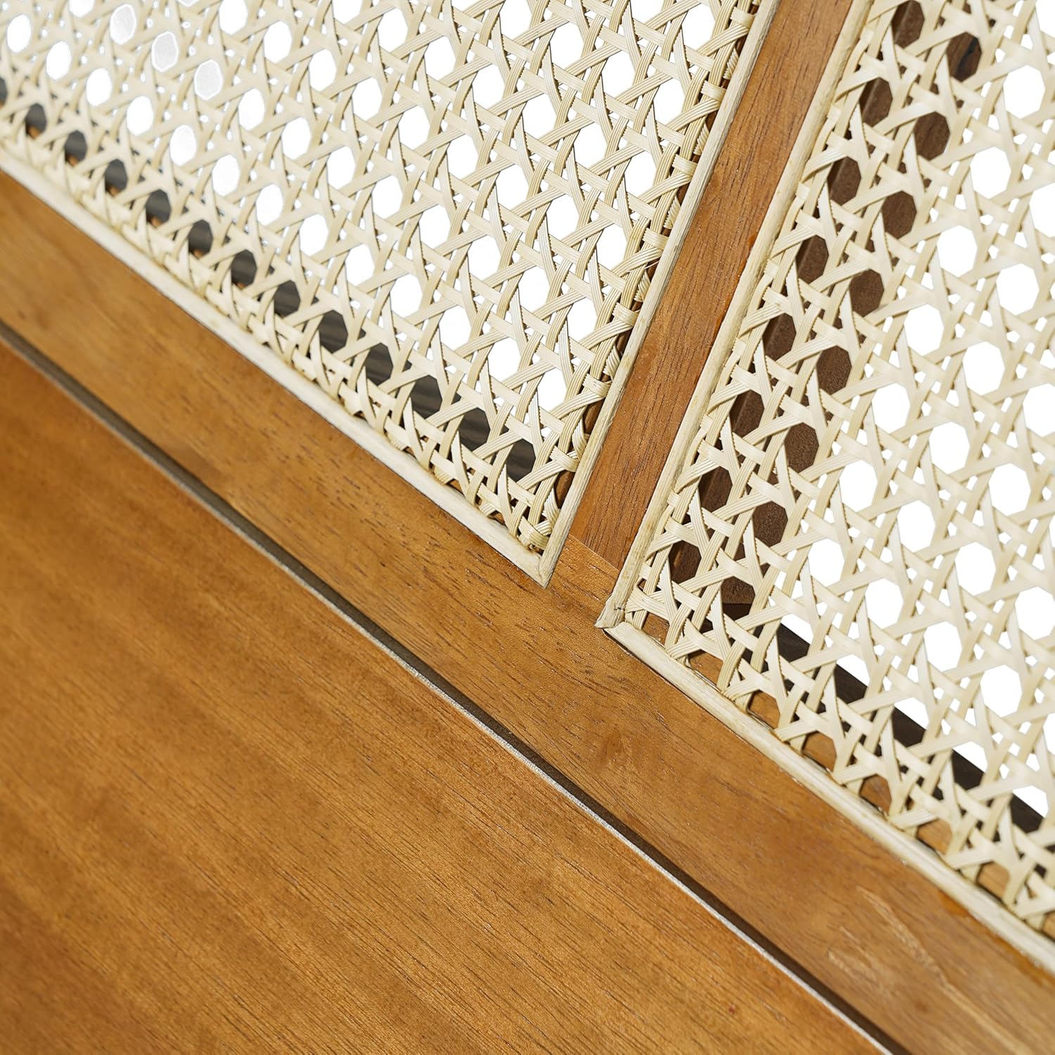 Merax Queen Size Premium Rubber Wood Platform Bed Frame, with Headboard, Mid Century Modern, Natural - Image 9