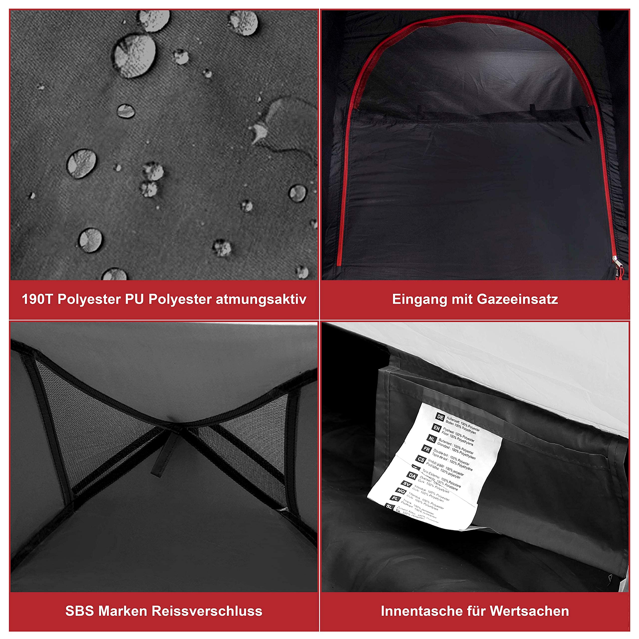High Peak Tenda a cupola Beaver 3, da campeggio per 3 persone, con tetto impermeabile, 1500 mm, anti-zanzare, autoportante