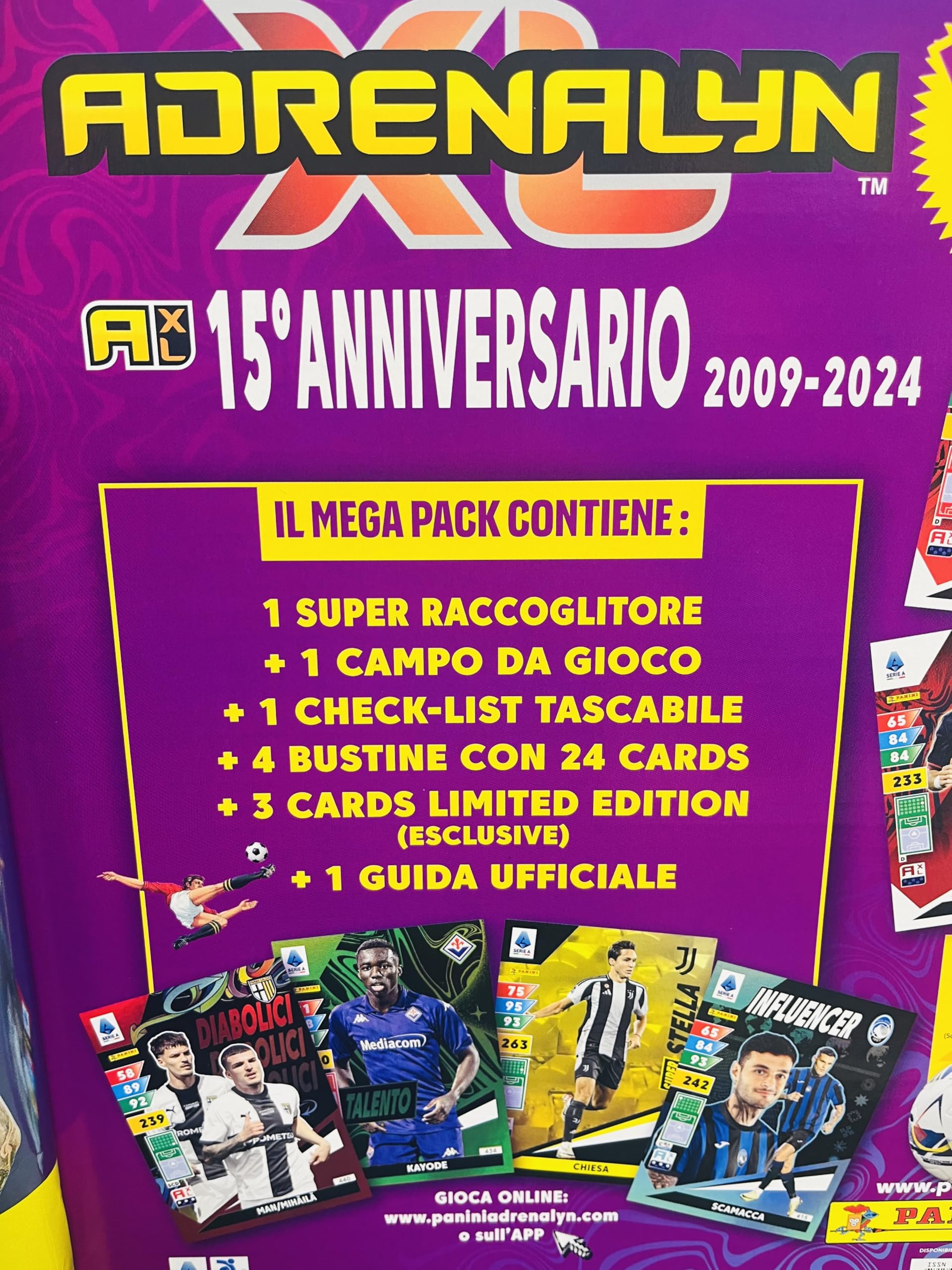 RACCOGLITORE ALBUM STARTER PACK CON 4 BUSTINE DI CARD ADRENALYN XL 2024/2025 CALCIATORI PANINI + 3 LIMITER EDITION + ...