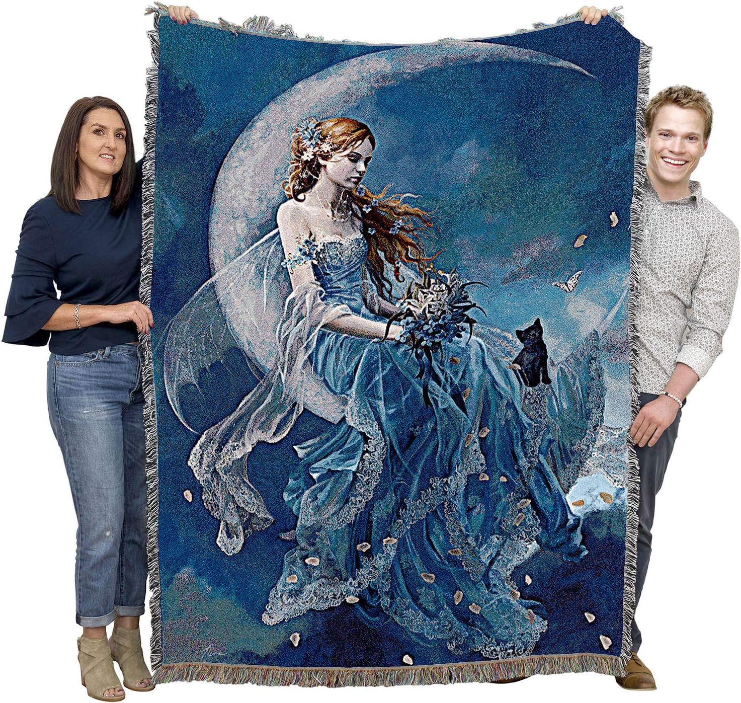 Pure Country Weavers Wind Moon Fairy Blanket by Nene Thomas - Gift Fantasy Tapestry Throw Woven from Cotton - Made in The USA (72x54)