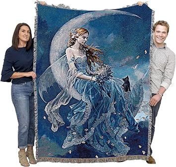 Pure Country Weavers Wind Moon Fairy Blanket by Nene Thomas - Gift Fantasy Tapestry Throw Woven from Cotton - Made in The USA 72x54
