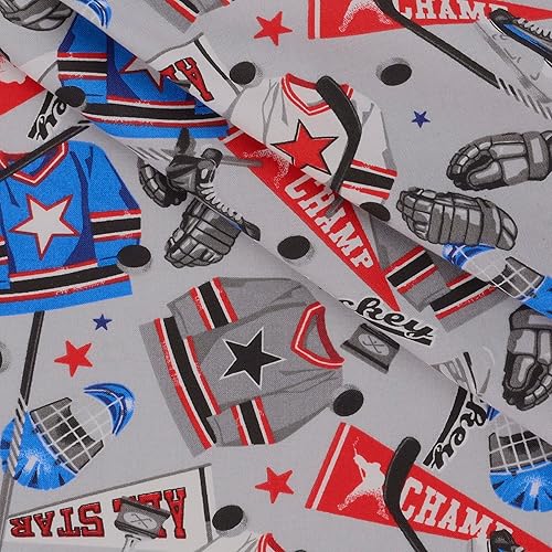 Miniatura 4 de Mook Fabrics Hockey de algodón Royal