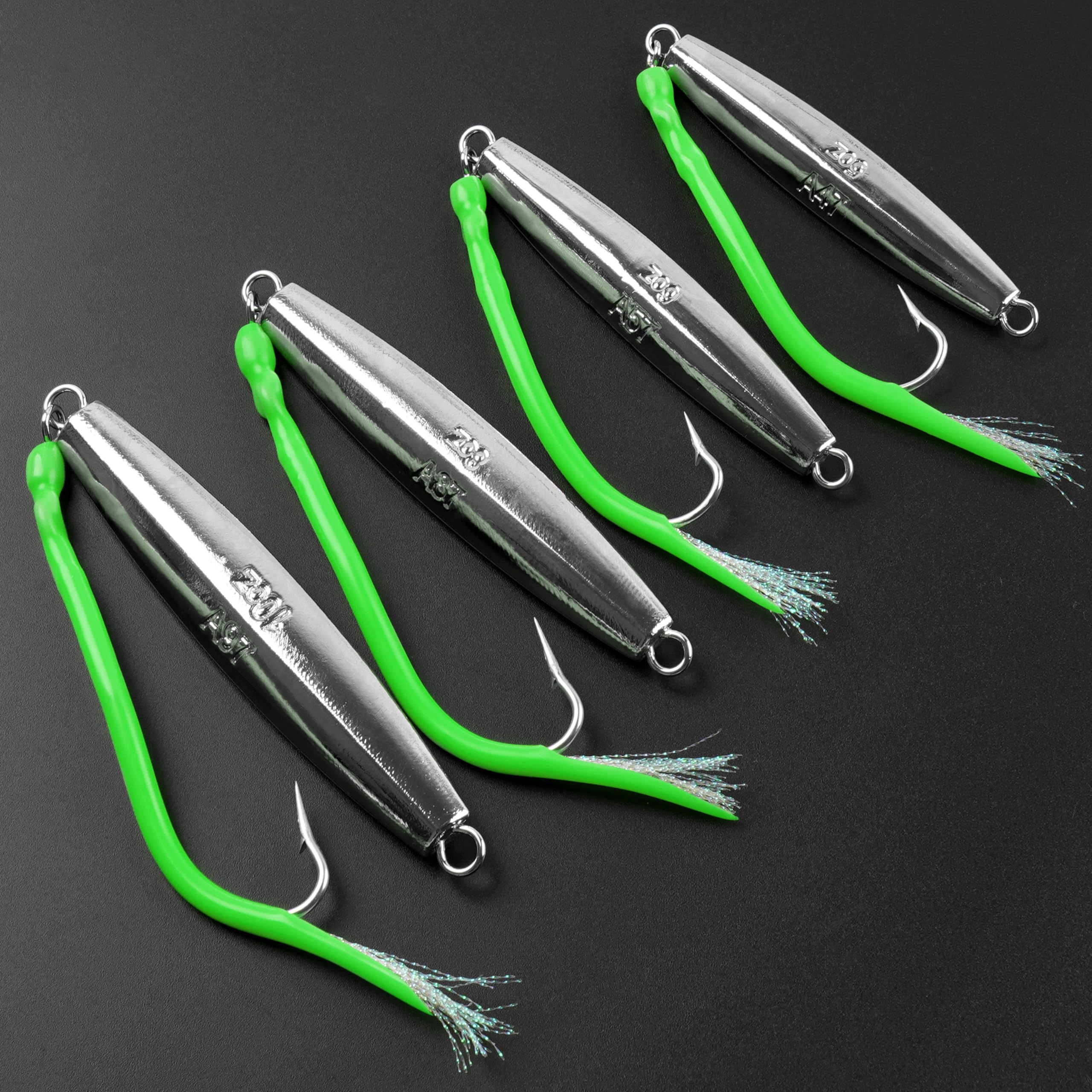 Diamond Jigs, esche da pesca in acqua salata, cucchiaio da jigging con coda a tubo diviso, gancio in acciaio inox, esche per pesca in mare profondo, offshore, pesca sul fondo