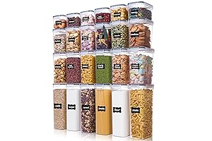 Airtight Canisters Sets for the Kitchen: Vtopmart 24 Pcs Plastic Kitchen & Pantry Organization