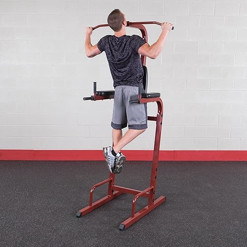 Miniatura 2 de Body-Solid Best Fitness (BFVK10) Elevación vertical de rodilla  Estación de inmersión compacta y máquina de barra de dominadas para gimnasio en