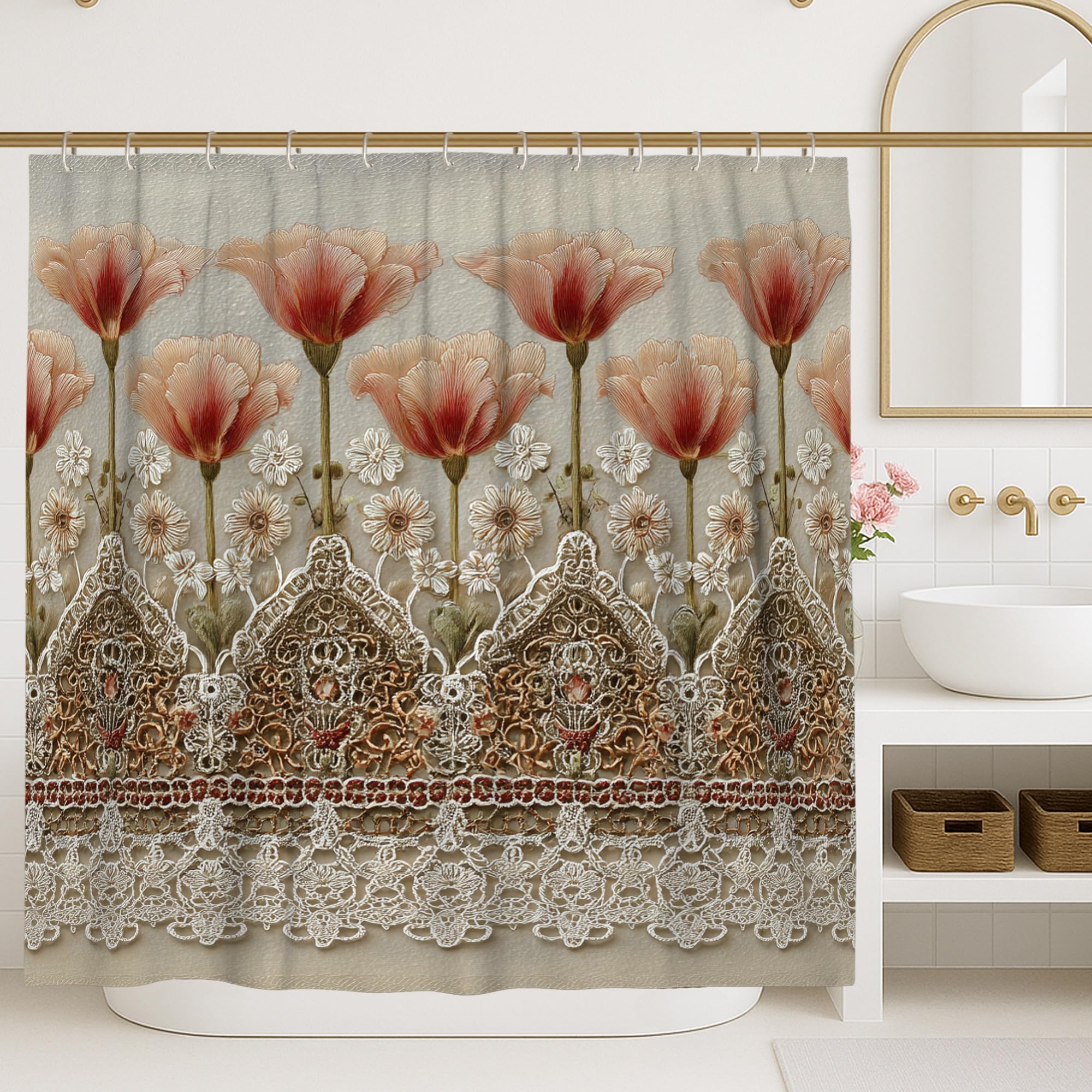 Rideau de douche romantique anti-éclaboussures et facile à nettoyer pour rafraîchir une déco