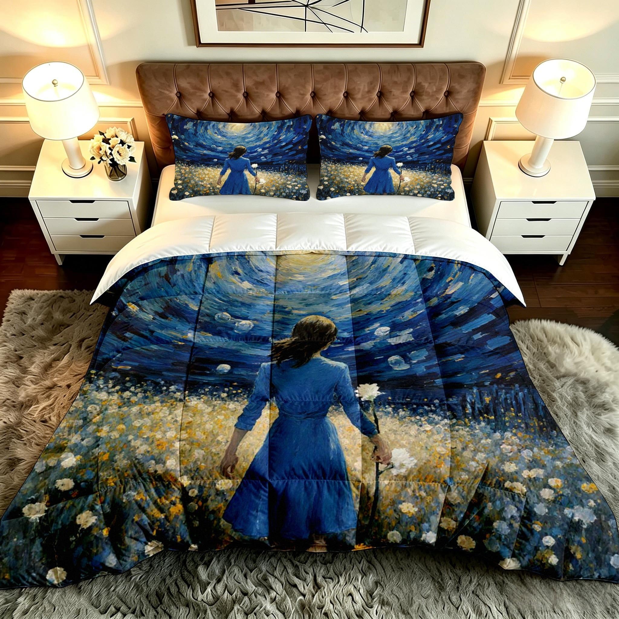 Edredón 3D Niña Azul 135x200cm Alternativo Plumón con 2 Fundas-A65