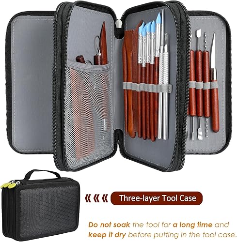 Miniatura 2 de Blisstime Herramientas de cerámica 42 piezas, kit de herramientas de cerámica con estuche portátil, herramientas de arcilla polimérica para