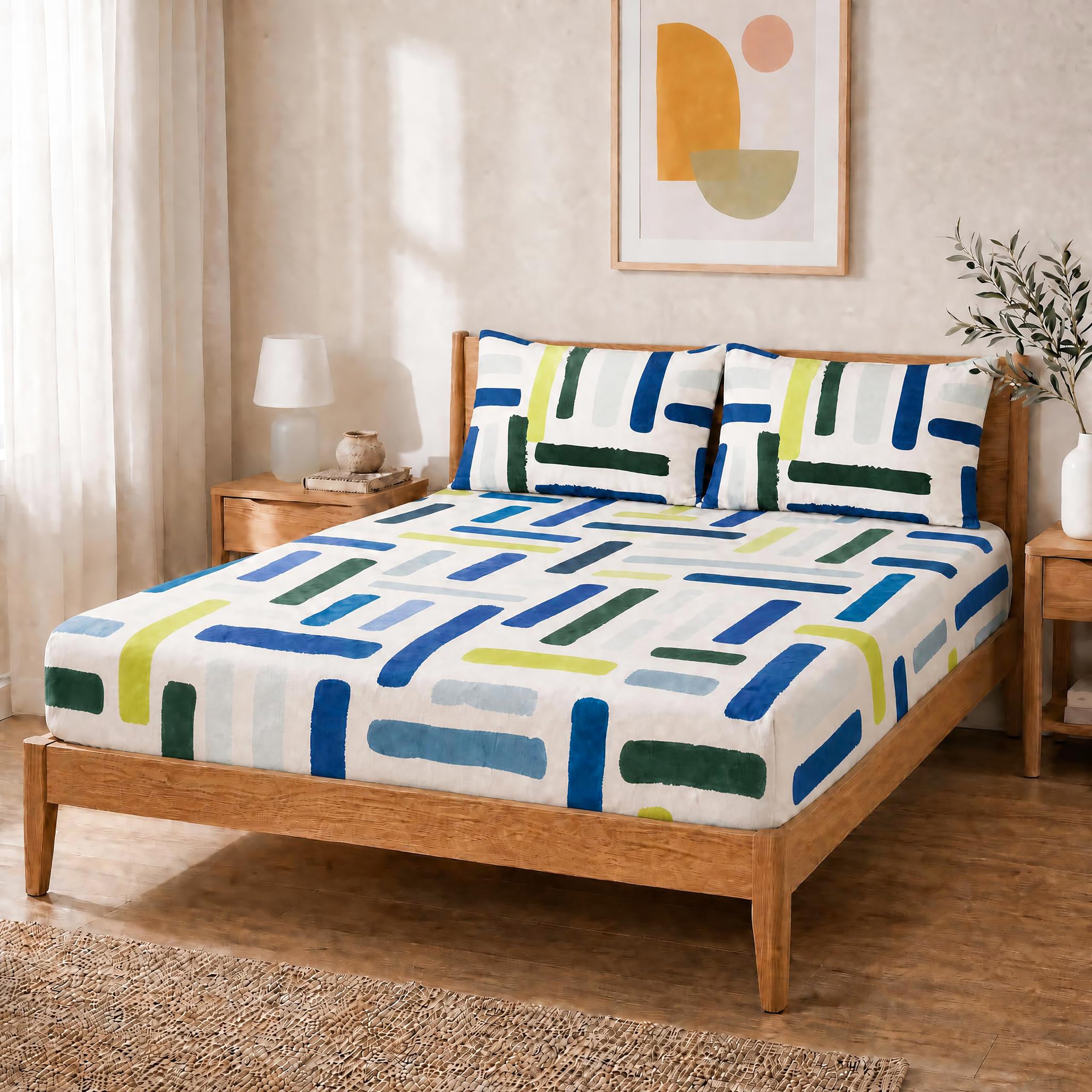 Salt Earth Queen Fitted Sheet - Cotton Feel & Deep Pocket -9